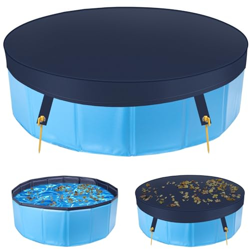 Nobleza Cubierta de Piscina para Perros, Cubierta Impermeable para Bañera de PVC para Perros, Cubierta Plegable para Piscina para Perros con 4 Clavijas de Tierra 160x10cm