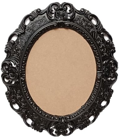 LIGUORO SHOP Cadre ovale en style baroque vénitien imitation vintage shabby chic 45 x 39 cm pour photo poster imprimé (Noir)