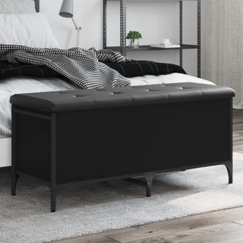 NGAMITSX Sitzbank mit Stauraum Polsterbank Sitztruhe mit Stauraum Aufbewahrungsbank Fußhocker Garderobenbank Schlafzimmer Braun Eiche 102x42x45cm Holzwerkstoff