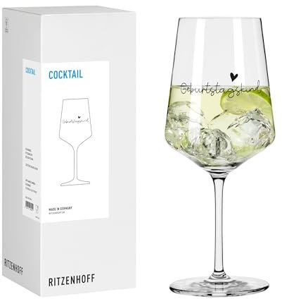 RITZENHOFF 8171020 Cocktail-Glas 500 ml, Serie Liebe, Nr. 20 mit Schriftzug Geburtstag - modernes Geschenk - Made in Germany