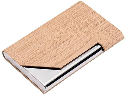 Wcawnlt Étuis pour Cartes de Visite Porte Cartes de Visite Etui Credit Metallique Support Professionnel en PU avec Fermeture Magnetique Abricot pour Homme Femme Bureau Et Affaires