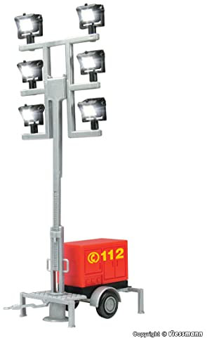 Viessmann 1344 H0 Leuchtgiraffe Feuerwehr auf Anhänger Fahrzeug, weiß