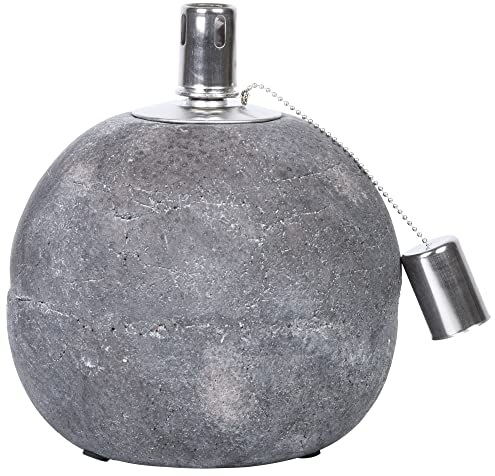 Rivanto® Öllampe aus Beton, Größe L, Ø 18,2 x 21 cm, mit Docht-Abdeckung, Öl-Licht, Gartentisch-Deko, Gartenlicht