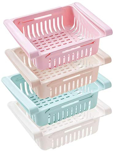 Alfie Lot de 4 organiseurs de cuisine pour réfrigérateur - Réglable - Économie d'espace - Pour légumes et fruits