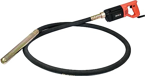 Yato Profi Betonrüttler | 1200 Watt | 35mm | Schlauchlänge: 3 Meter | flexible Welle | Flaschenrüttler Rüttelflasche Handrüttler, Rot, YT-82600