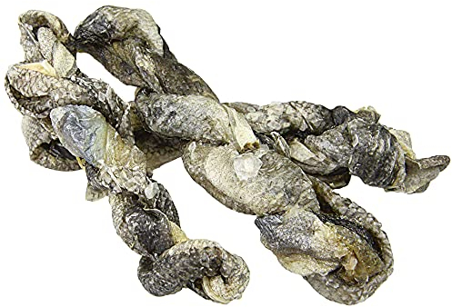 Schecker Hundefutter - Fischhaut Knabberstick - fettarm - leicht - Dörrfisch - 5 x 100g - Kausnack