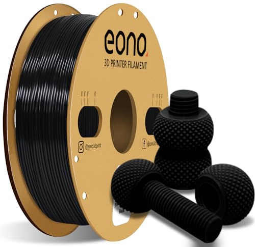 EONO PETG Filament 1,75 mm Stärkere Zähigkeit PETG 3D Drucker Filament 1 kg (2,2 Pfund) Maßgenauigkeit +/- 0,03 mm für FDM 3D Druck, PETG Schwarz