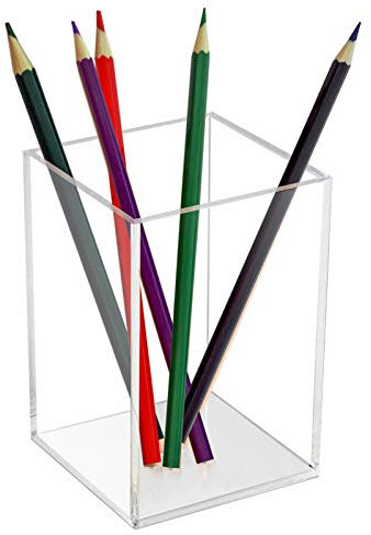 Beitiny Pot à crayons en acrylique transparent pour bureau, organiseur de crayons et de papeterie de bureau