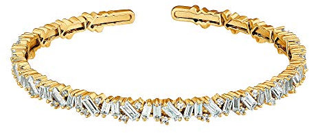 Heideman Armspange Malu Damen - Aus hochwertigem Edelstahl gold farbend poliert Armband mit Steinchen besetzt für Frauen mit funkelndem Stein weiss Glitzer