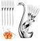 Forchetta Da Frutta Swan, Set Di Posate Con Ripiano a Fondo Di Cigno Con 10 Forchette, Set di forchetta da dessert in metallo, Utilizzato Per Torte, Insalate Di Verdure, Dessert, Frutta (d'argento)