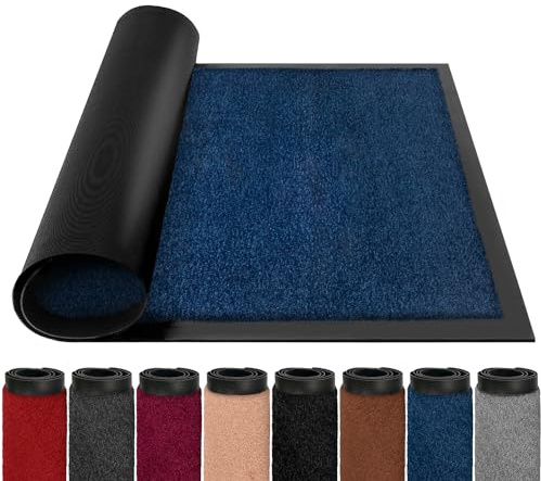 BLADO Indoor/Outdoor Heavy Duty Washable Non-Slip Dirt Trapper Super Absorbent Door Mat (80cm x 120cm, Dark Blue)