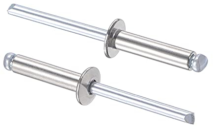 sourcing map Rivets Aveugles 304 Acier Inoxydable Rivets Traction Noyau Décoration Rivets 5mm Diamètre 20mm Prise Longueur Argenté 100Pcs