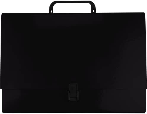 Netuno 1 mallette noire avec poignée A4 dos 9 cm mallette scolaire en carton valisette avec poignée porte-documents avec poignée porte-documents portable pour transport de documents bureau école