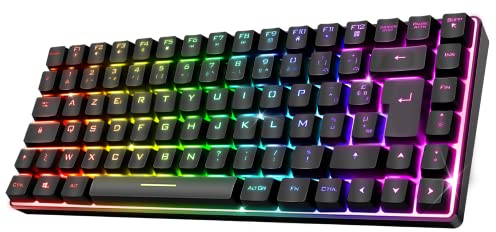 Spirit Of Gamer | Clavier Gamer sans Fil & Bluetooth RGB | Clavier TKL AZERTY Compact 65% | Touches Semi-Mécanique Rétroéclairé Dont 25 Anti-Ghosting | Compatible PC Gaming, Smartphone & Tablette
