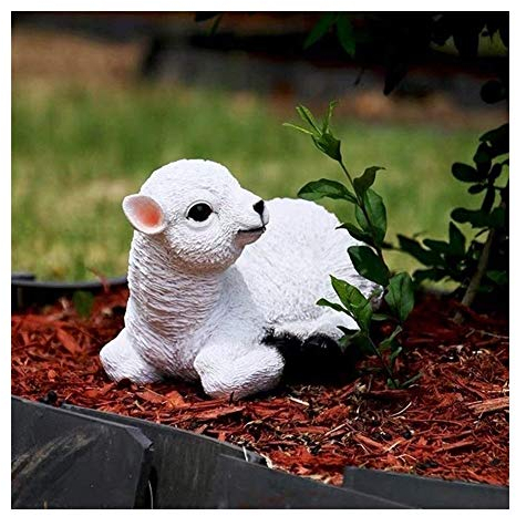 Garten Outdoor Statue Outdoor Garten Dekoration Simulation Tier Lamm Schaf Dekoration Park Umweltfreundliche Harzskulptur Niedliche Ornament (Farbe: A)
