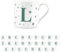 Purely Home Letter L Star Mug - Bone China White Coffee/Tea Present Gift - Alphabet Letter Mug with Stars in Teal Green Blue