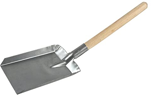 Coal Shovel Galvanised Metal with Wooden Handle, Ash Dust Shovel, Fireside Pan, Easily Collect Coal, Ashes, and Dust