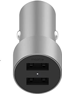 ZAGG mophie Car Charger, Dual USB-A Ports, Fast Charging 24W, Silver