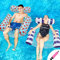 SHENGMEI Großer aufblasbarer Poolstuhl, 2 Stück, aufblasbarer Pool schwimmt für Erwachsene und Kinder, Schwimmbad, Hängematte schwimmend mit Bodennetz, aufblasbares Poolbett, Wasser-Lounge-Party, blau