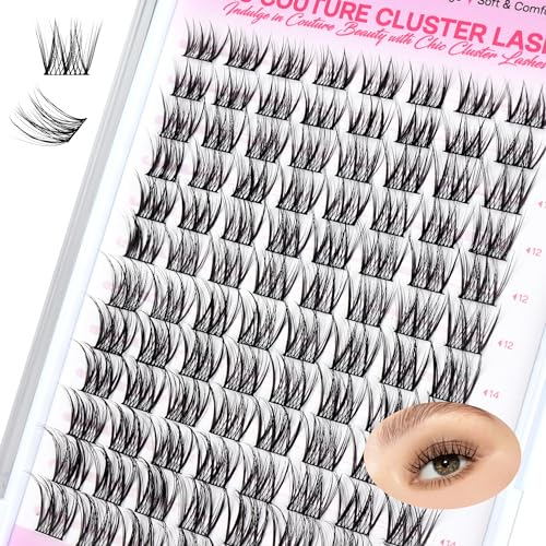 CALAILIS Wimpern Einzeln, 96 Pcs DIY Einzelne Wimpern Für Die Selbstanwendung Von Lash Extesnion Zu Hause, 10-16mm D Curl Cluster Individual Lashes (CDD04-MIX)