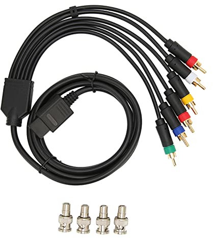 TOUISEDGI RGB RGBS Multifunctional Composite Cable, Cord High Flexibility Soft Stable Component AV Cable with 4 BNC Heads, for SFC N64 NGC Game Console Accessories