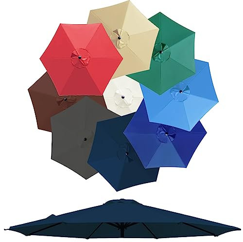 Auvent De Remplacement Pour Parasol De Terrasse De 3.0m, 6 Baleines/8 Baleines Toile De Parasol Déporté, Housse De Rechange Pour Parasol D'extérieur, Polyester Anti UV 50+(Couleur:Navy,Taille:300cm 6-