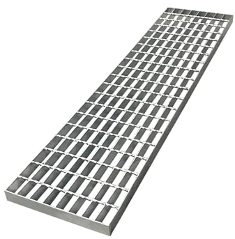 NATOTELA Gitterrost Abflussgitter 1000x250mm Bau-Normrost aus verzinktem Stahl Vollbad-Feuerverzink Einlaufrost für Entwässerungsrinne der Fahrbahnen Garage Fabrik Bauernhof Parkplatz Schlammiger Ort