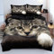 Luowei 3D Bettwäsche 135x200cm Bettwäsche Set 3D Katze Muster Weich Schwarz Mikrofaser Bettbezug mit Reißverschluss und Kissenbezug 80x80cm