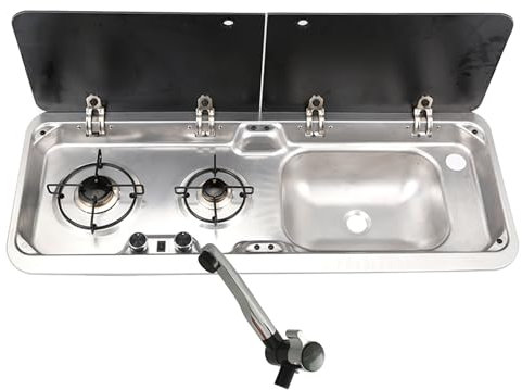 LAVANDA LD851 Double hob and sink with tap, Campervan, Motorhome, RV, Caravan (Right hand sink)