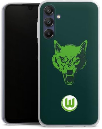 Slim Case extra dünn kompatibel mit Samsung Galaxy A15 Silikon Handyhülle transparent Hülle VFL Wolfsburg Wolf Fanartikel