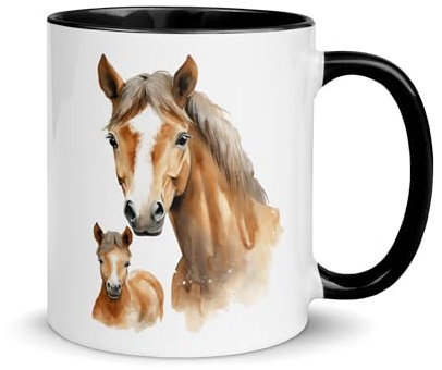 Mug Cheval Poulain Animal Équitation Cadeau Poney Tasse Café Thé Fer Nature Original Anniversaire Jument Fan Amoureux (Jument et poulain)