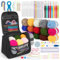 Aeeque Häkelset für Anfänger mit Ergonomisch Häkelnadeln, Leicht Häkelnadel Set mit Acrylwolle, Häkelset zum Häkeln Schals, Pullover, Decke, Bunte Häkelset für Kinder, Arthritis mit Zubehör (Schwarz)