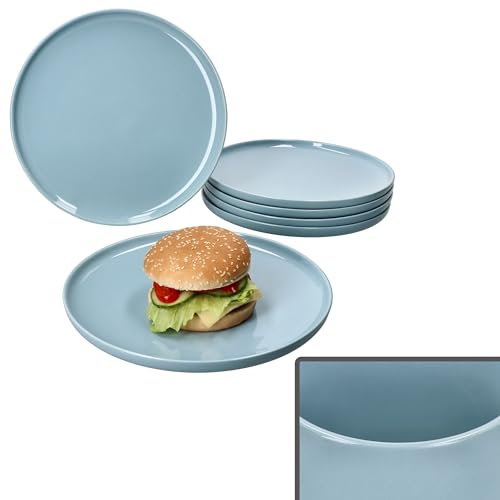Ritzenhoff & Breker Jasper 6er Set Speiseteller Graublau I Ø 25,2cm I Steingut-Essteller für 6 Personen I große Teller zum Grillen & Co. für Frühstück, Mittag, Kaffee & Abendbrot
