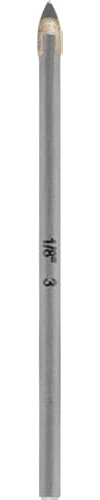 kwb Hartmetall-Glasbohrer, Ø 3 mm (Hartmetallplatte, Zentrierspitze, niedrige Drehzahl, Schneidöl, Rundschaft)