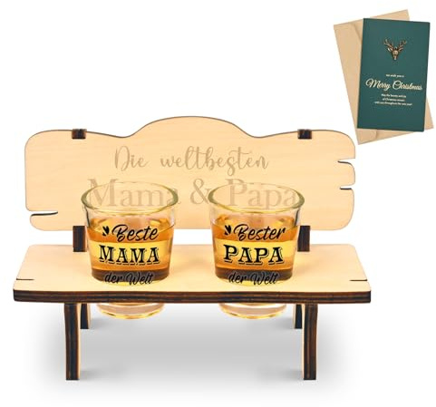 Joymaking Schnapsbank und Schnapsgläser Set - Geschenk für Eltern, Die Besten Geschenke für Papa und Mama zu Weihnachten