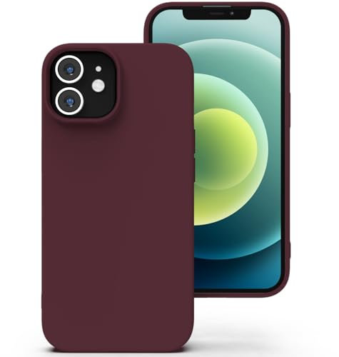 Zuvirelx Glatte Silikon hülle für iPhone 12/12 Pro, Staubbeständig, Slim, Taschentauglich Handyhülle Cover Case für Apple iPhone 12/12 Pro - Burgunderrot