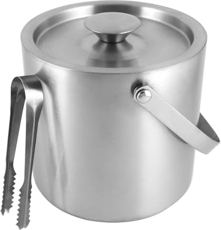 QWORK® 3L Eiskübel aus 304 Edelstahl mit Doppelwand, Deckel und Eiszange – ideal für Hausbars, Partys und Cocktail-Servieren