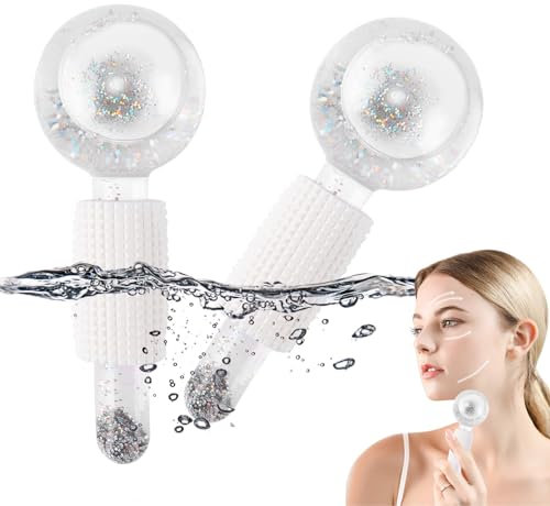 2 Stück Facial Ice Globes, Eisroller Kugeln Facial Globes für Massagewerkzeuge, Facial Roller Massagegeräte, Gesichtsmassage Kühlkugeln Set für Strafft Haut, Reduzieren Schwellungen, Augenringe (Weiß)