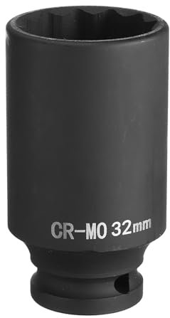 sourcing map Douille à choc profonde à 12 pans 1/2 32 mm métrique en alliage d'acier chromé molybdène