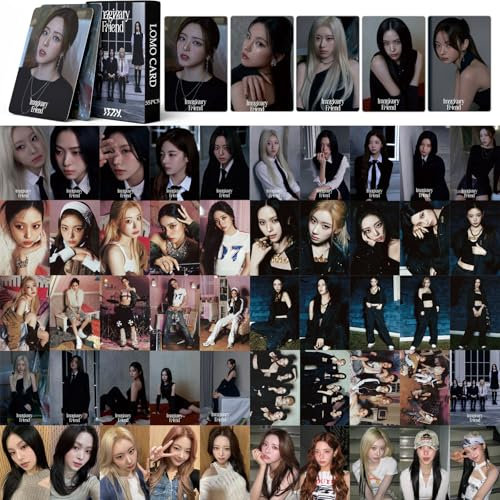 SZTVECFW 55 Stück Kpop ITZY Fotokarten Imaginary Friend Neues Album Mini-Fotokarten Posterkarten for Fans