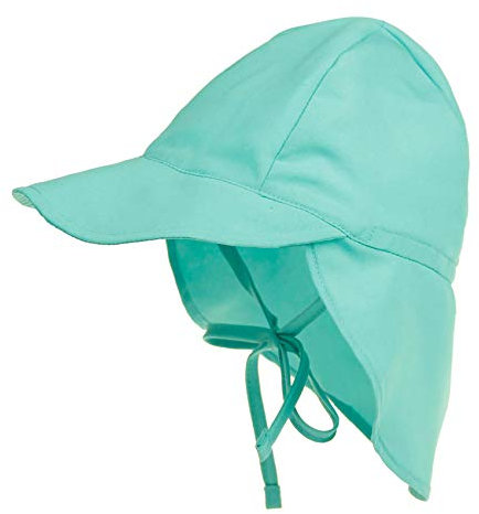 Durio Unisex Schirmmütze Kinder mit Nackenschutz Baby Sonnenhut UV SPF50+ mit Bindebänder Kleinkind Sommermütze Blaugrün 3 Monate-18 Monate