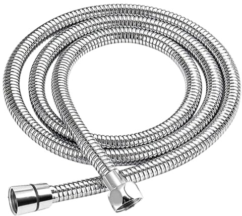 Shower Hose Stainless Steel Leak-Proof and Anti-Kink High Pressure Resistance Easy DIY Replacement Universal Fit Chrome (1.25 Meter)