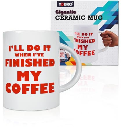 YOBRO 67Oz (2L) Riesen Kaffeebecher aus Keramik - Extra große lustige Kaffeetasse- Originelles Geschenk für Männer, Kollegen oder Büro - Spaßiges Geschenk für jeden Anla (Rot)