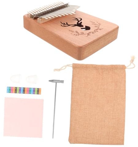 JEWEDECO Quadratisches Daumenklavier Aus Holz 17 Tasten Mbira Fingerklavier Für Kinder