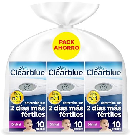 Test de ovulación Clearblue Digital, con eficacia demostrada para ayudarte a quedarte embarazada, Pack Ahorro, 1 soporte digital y 30 tests