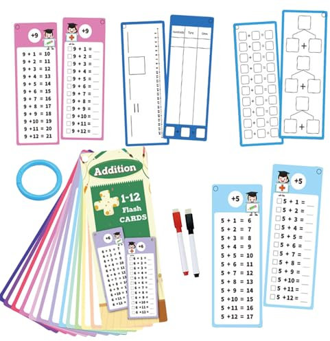 Times Tische Flash -Karten, Multiplikation Flash -Karten - Multiplikationstischkarten - Doppelseitiges interaktives Lernspiel mit 2 Trockener-Stiften für Klassenzimmer, Heimschule