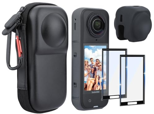 Gamorek 2-Pack Screen Protector with Tools for Insta 360 X5, Silicone Lens Cap, Carrying Case Bag, Protective Accessories Kit for Insta 360 X5