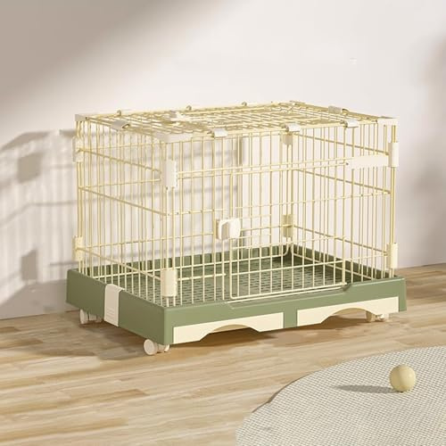 Großer Kaninchenkäfig für den Innenbereich mit ausziehbarer Ablage, tragbarer Hasenstall mit Rädern, stabil und leicht zu reinigen, ideal für Kleintiere (grün, 100 cm)