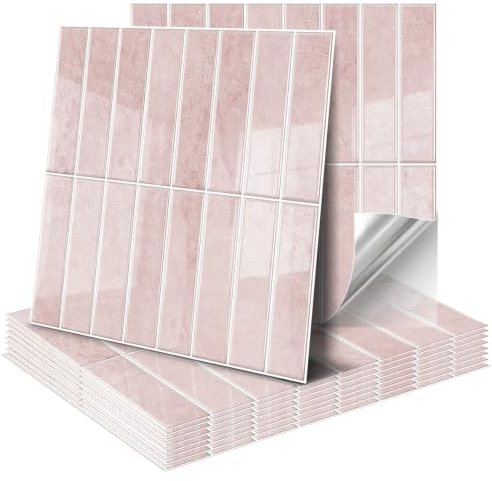 3D Fliesenaufkleber, 10-Stück Fliesen Selbstklebend, 30 * 30 cm Klebefliesen Küchenrückwand Wandfliesen Selbstklebend Für Wohnzimmer, Schlafzimmer, Küche, Badezimmer(Rosa)