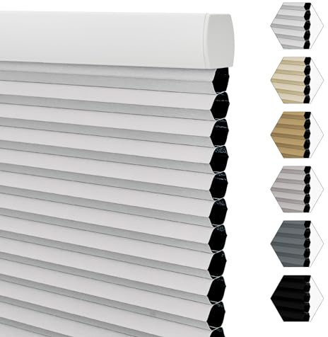 Keego Thermal Blackout Cellular Blinds, Cordless Honeycomb Shade Room Darkening Shades UV Protection Child Safe Window Blinds, Easy Installation for Home Office (Blackout - White, 182cm W x 165cm H)